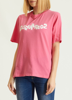 Вільна футболка з лого Dsquared2 рожевого кольору, фото